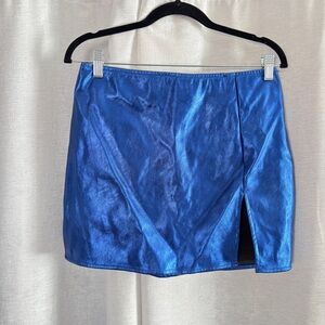 Fashion Nova Metallic Blue Mini Skirt